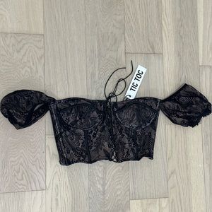 Black Lace Crop Top
